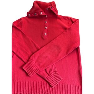 Ralph Lauren cotton sweater‎ gold logo snaps, ribbed turtleneck. LG. Preppy.